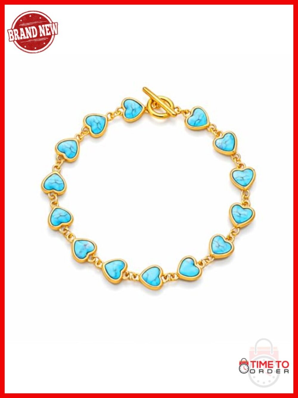 Genuine Turquoise Heart Gold Plated Bracelet Dainty Friendship Jewelry